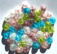 50 8mm Crackle Glass Heart Bead Mix Pack